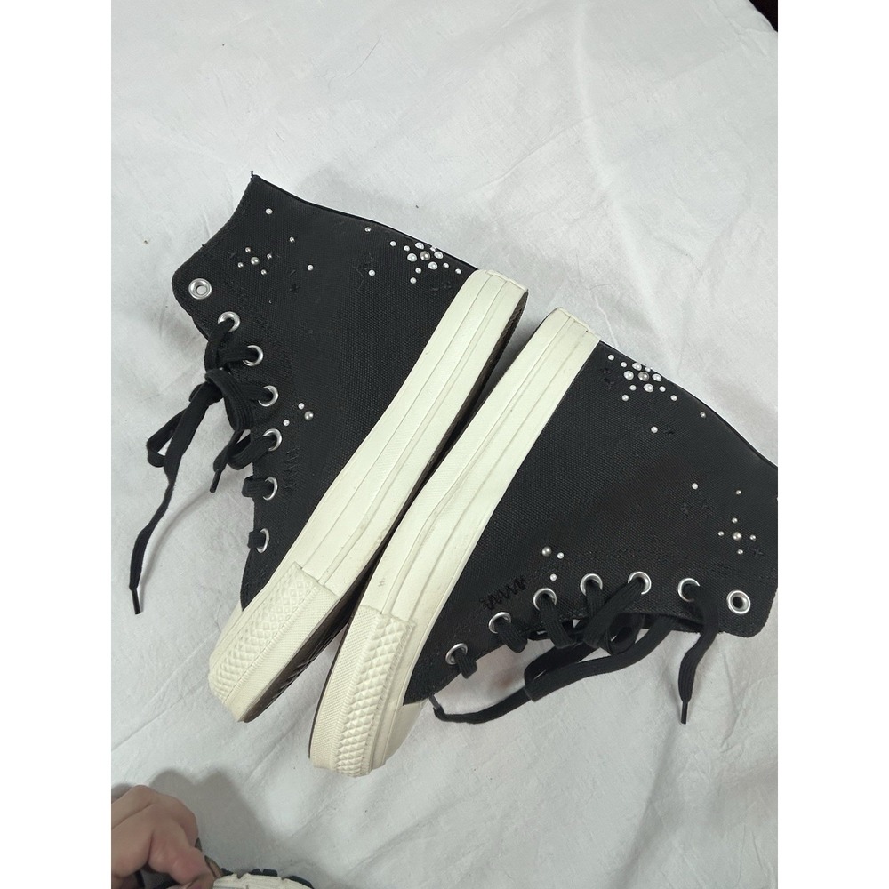 Converse Chuck Taylor All Star Wedge Platform High Pearls & Studs A12514C Sz 8.5 - Picture 11 of 12